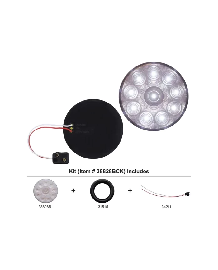 (BULK) 10 WHITE LED 4" UTILITY/AUXILIARY LIGHT - CLEAR KIT