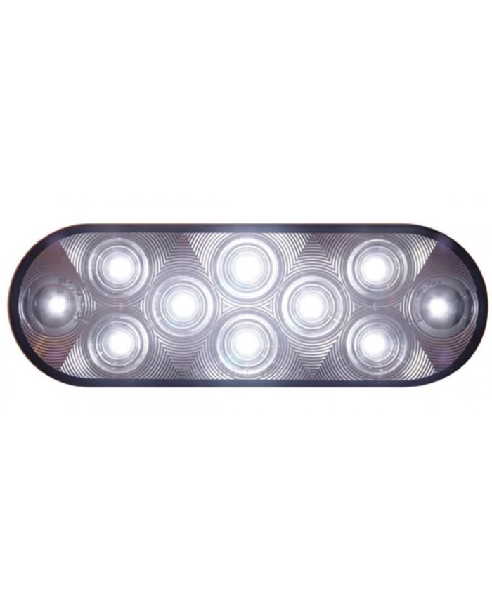 (BULK) 10 WHITE LED OVAL UTILITY/AUXILIARY LIGHT - CLEAR LENS