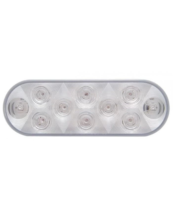 (BULK) 10 WHITE LED OVAL UTILITY/AUXILIARY LIGHT - CLEAR LENS