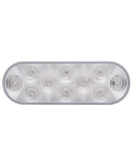 (BULK) 10 WHITE LED OVAL UTILITY/AUXILIARY LIGHT - CLEAR LENS