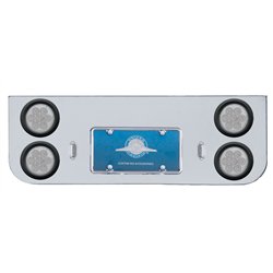 UP35323-Chrome Rear Center Panel With Four 7 LED 4" Reflector Lights & Grommets - Red LED/Clear Lens
