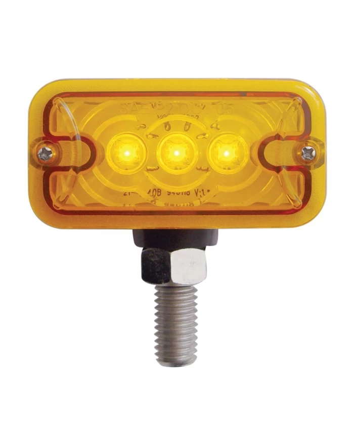(CARD) 3 AMBER/3 RED LED RECTANGULAR DOUBLE FACE AUXILIARY LIGHT W/ T MOUNT - AMBER/RED LENS