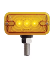 (CARD) 3 AMBER/3 RED LED RECTANGULAR DOUBLE FACE AUXILIARY LIGHT W/ T MOUNT - AMBER/RED LENS