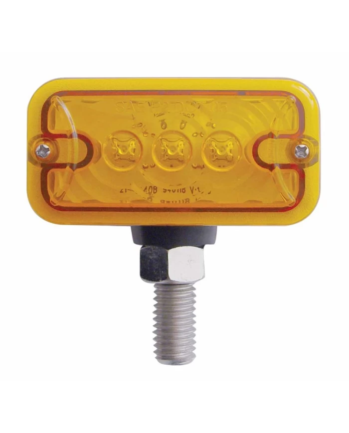 (CARD) 3 AMBER/3 RED LED RECTANGULAR DOUBLE FACE AUXILIARY LIGHT W/ T MOUNT - AMBER/RED LENS