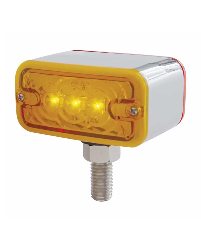 (CARD) 3 AMBER/3 RED LED RECTANGULAR DOUBLE FACE AUXILIARY LIGHT W/ T MOUNT - AMBER/RED LENS