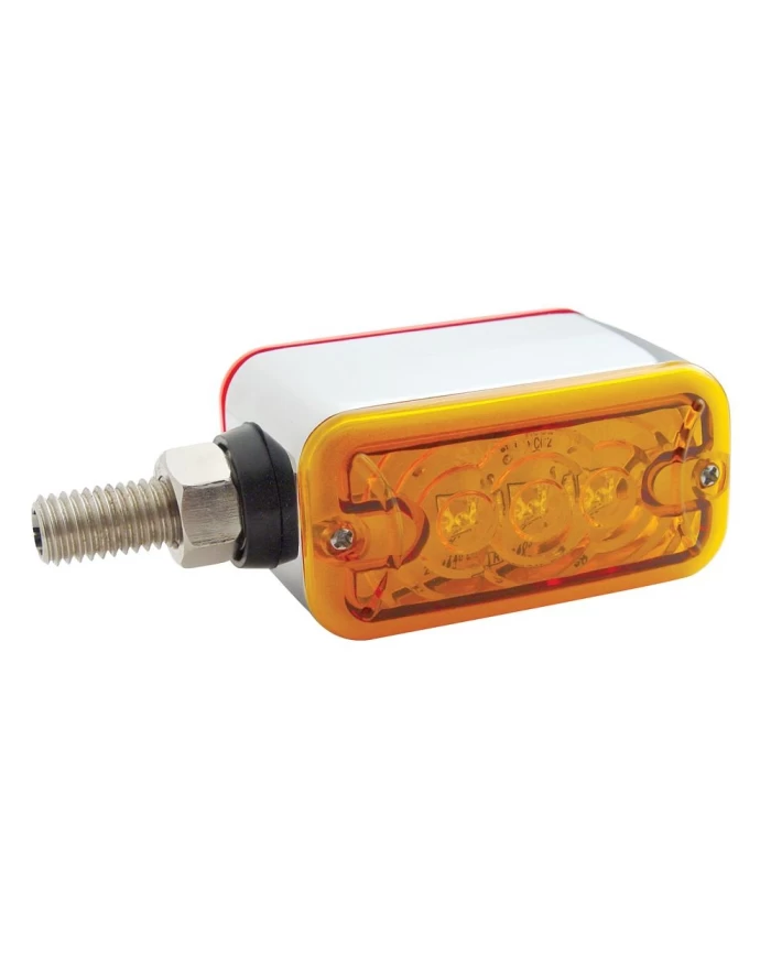 (CARD) 3 AMBER/3 RED LED RECTANGULAR DOUBLE FACE AUXILIARY LIGHT W/ STRAIGHT MOUNT - AMBER/RED LENS