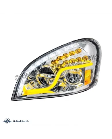 UP35790-High Power LED Chrome Headlight With LED DRL & LED Turn Signal For 2008-2017 Freightliner Cascadia - Driver