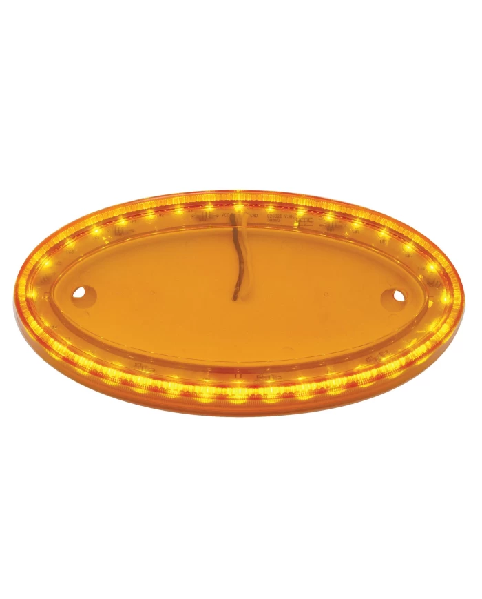 (CARD) 32 AMBER LED PETERBILT EMBLEM LIGHT (LARGE) - AMBER LENS