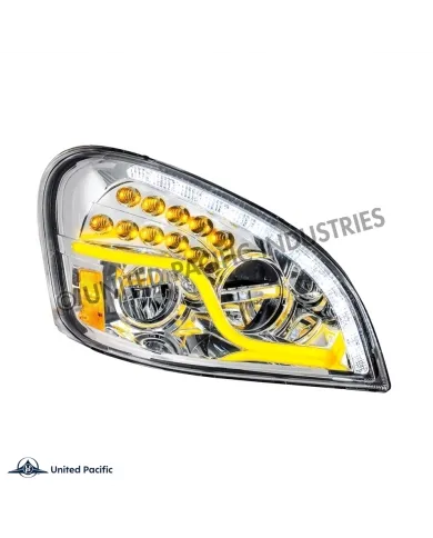 UP35791-High Power LED Chrome Headlight With LED DRL & LED Turn Signal For 2008-2017 Freightliner Cascadia - Passenger