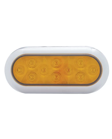 (CARD) 10 AMBER LED OVAL P/T/C LIGHT W/ CHROME BEZEL - AMBER LENS (CARD) 10 AMBER LED OVAL P/T/C LIGHT W/ CHROME BEZEL - AMBER LENS