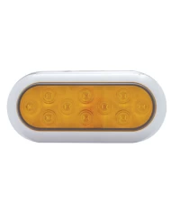 (CARD) 10 AMBER LED OVAL P/T/C LIGHT W/ CHROME BEZEL - AMBER LENS