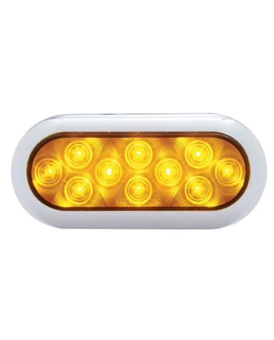 (CARD) 10 AMBER LED OVAL P/T/C LIGHT W/ CHROME BEZEL - AMBER LENS (CARD) 10 AMBER LED OVAL P/T/C LIGHT W/ CHROME BEZEL - AMBER LENS