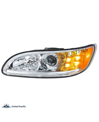 UP35808-Chrome Projection Headlight With LED Turn & Position Light for 2005-2015 Peterbilt 386- Driver