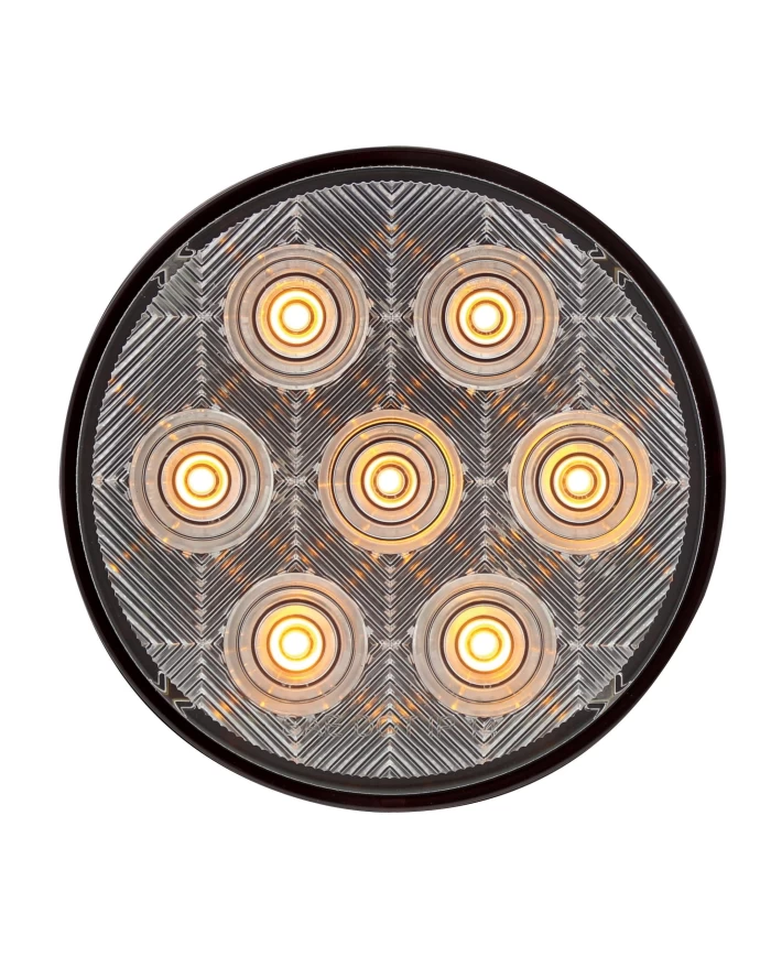 (CARD) 7 AMBER LED 4" "COMPETITION SEREIS" P/T/C LIGHT - CLEAR LENS