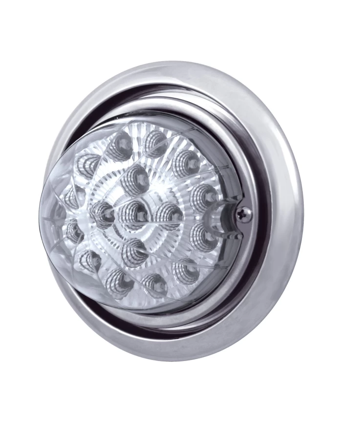 (BOX) 17 AMBER LED FREIGHTLINER COLUMBIA FRONT BUMPER DUAL FUNCTION CLEAR STYLE LIGHT W/ REFLECTOR - CLEAR LENS