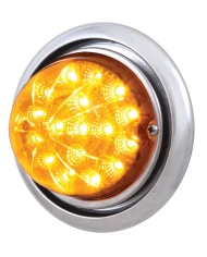 (BOX) 17 AMBER LED FREIGHTLINER COLUMBIA FRONT BUMPER SINGLE FUNCTION WATERMELON STYLE LIGHT W/ REFLECTOR - AMBER LENS