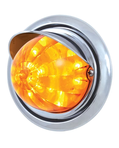 (BOX) 17 AMBER LED FREIGHTLINER COLUMBIA FRONT BUMPER DUAL FUNCTION WATERMELON STYLE LIGHT W/ VISOR - AMBER LENS (BOX) 17 AMBER LED FREIGHTLINER COLUMBIA FRONT BUMPER DUAL FUNCTION WATERMELON STYLE LIGHT W/ VISOR - AMBER LENS