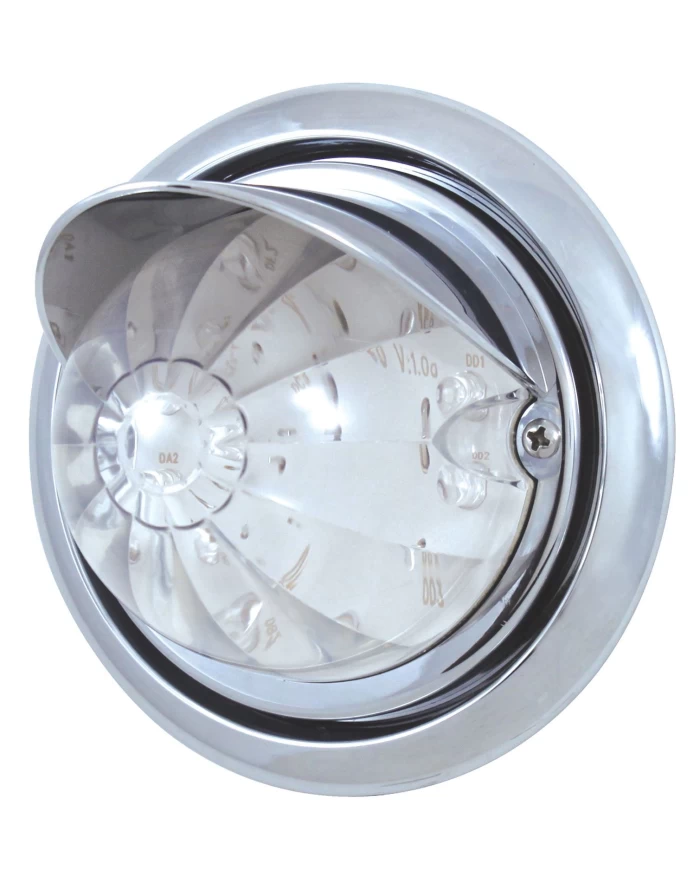 (BOX) 17 AMBER LED FREIGHTLINER COLUMBIA FRONT BUMPER SINGLE FUNCTION WATERMELON STYLE LIGHT W/ VISOR - CLEAR LENS