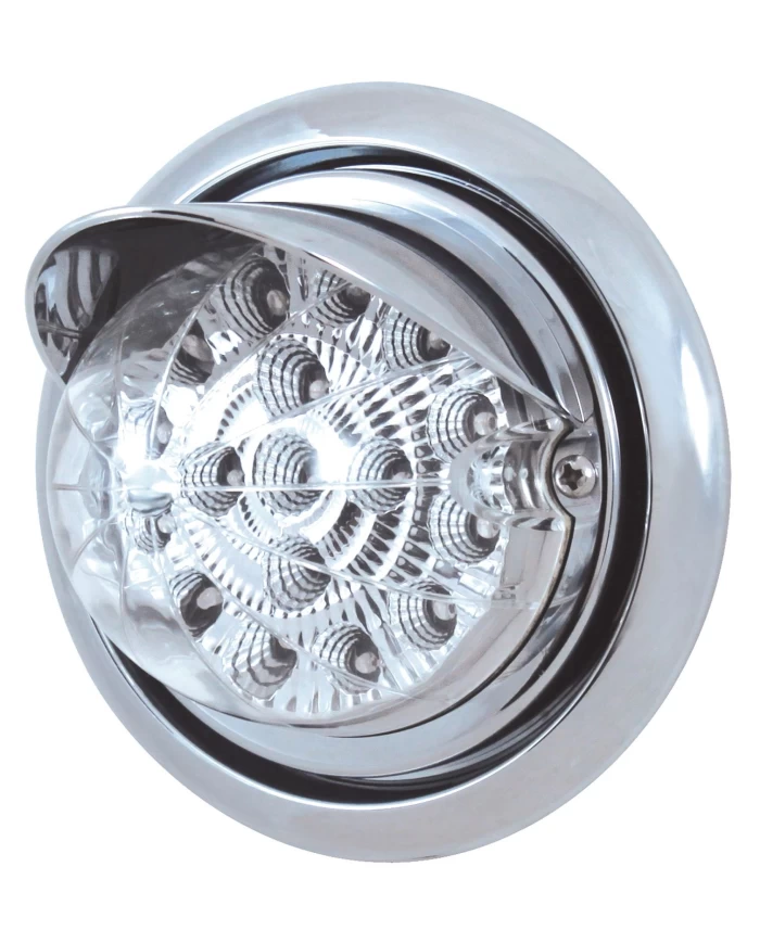 (BOX) 17 AMBER LED FREIGHTLINER COLUMBIA FRONT BUMPER SINGLE FUNCTION WATERMELON STYLE LIGHT W/ REFLECTOR W/ VISOR - CLEAR LENS