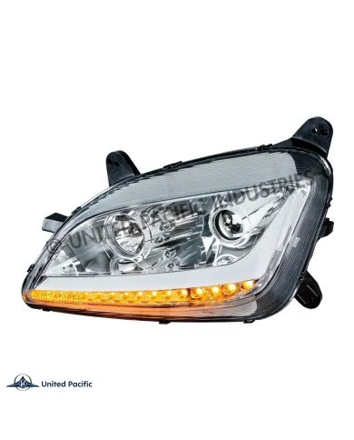 UP35812-Chrome Projection Headlight With LED Position Light & Signal For 2012-2021 Peterbilt 579- Driver