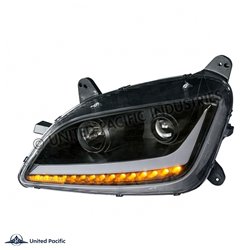UP35814-Black Projection Headlight With LED Position & Signal For 2012-2021 Peterbilt 579- Driver