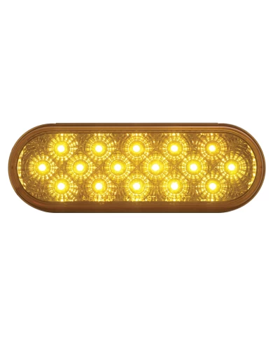 (CARD) 16 AMBER LED OVAL P/T/C LIGHT W/ CHROME REFLECTOR - AMBER LENS (CARD) 16 AMBER LED OVAL P/T/C LIGHT W/ CHROME REFLECTOR - AMBER LENS