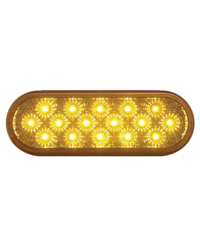 (CARD) 16 AMBER LED OVAL P/T/C LIGHT W/ CHROME REFLECTOR - AMBER LENS