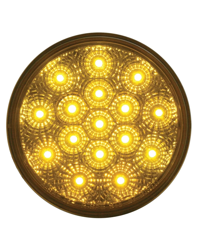 (CARD) 16 AMBER LED 4" P/T/C LIGHT W/ CHROME REFLECTOR - AMBER LENS