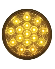 (CARD) 16 AMBER LED 4" P/T/C LIGHT W/ CHROME REFLECTOR - AMBER LENS