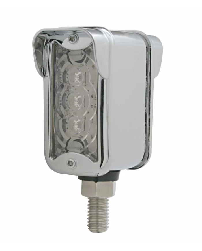 (CARD) 3 AMBER/3 RED LED STRAIGHT DOUBLE FACE LIGHT W/ NO VISOR BEZEL - CLEAR LENS/ CLEAR LENS