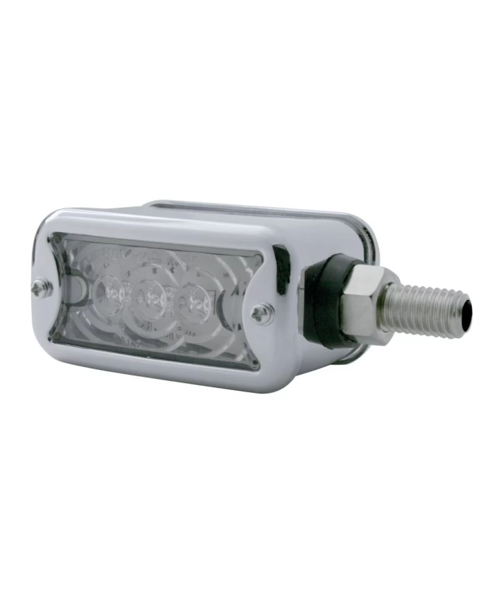 (CARD) 3 AMBER/3 RED LED STRAIGHT DOUBLE FACE LIGHT W/ NO VISOR BEZEL - CLEAR LENS/ CLEAR LENS