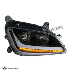 UP35815-Black Projection Headlight With LED Position & Signal For 2012-2021 Peterbilt 579- Passenger