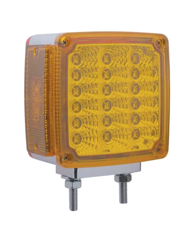 (CARD) 18+3 AMBER /18 RED LED DOUBLE STUD SQUARE DOUBLE FACE TURN SIGNAL LIGHT - PASSENGER (CARD) 18+3 AMBER /18 RED LED DOUBLE STUD SQUARE DOUBLE FACE TURN SIGNAL LIGHT - PASSENGER