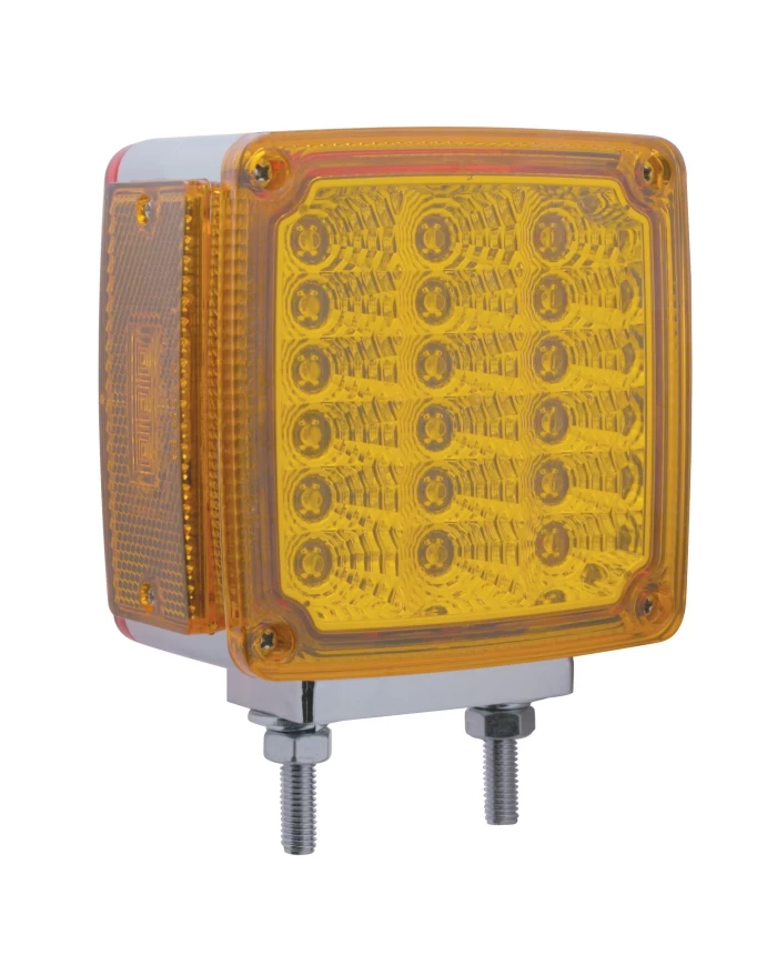 (CARD) 18+3 AMBER /18 RED LED DOUBLE STUD SQUARE DOUBLE FACE TURN SIGNAL LIGHT - PASSENGER