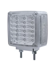 (CARD) 18+3 AMBER /18 RED LED DOUBLE STUD SQUARE DOUBLE FACE TURN SIGNAL LIGHT - CLEAR LENS (DRIVER)