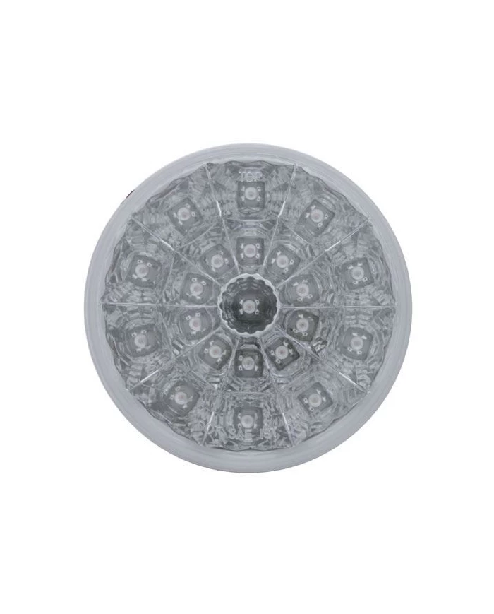 (CARD) 21 RED LED 4" S/T/T LIGHT W/ CHROME REFLECTOR - CLEAR LENS