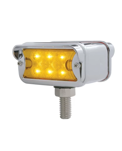 (CARD) 6 AMBER/6 RED LED T-MOUNT DUAL FUNCTION DOUBLE FACE LT W/ HORIZONTAL VISOR BEZEL - AMBER/RED LENS