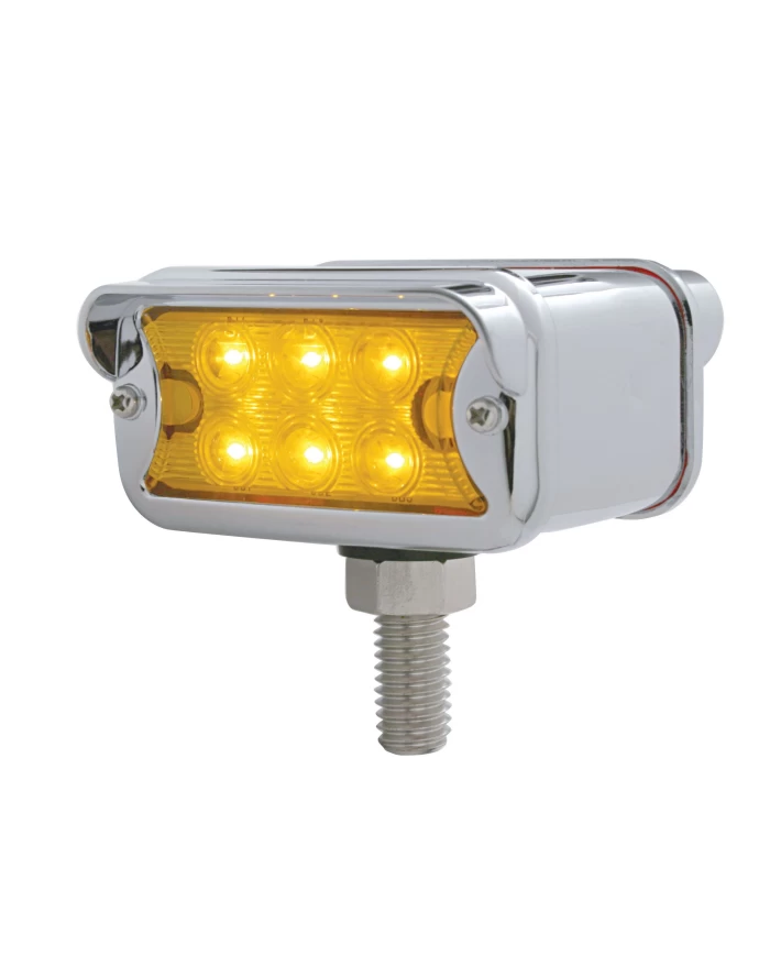 (CARD) 6 AMBER/6 RED LED T-MOUNT DUAL FUNCTION DOUBLE FACE LT W/ HORIZONTAL VISOR BEZEL - AMBER/RED LENS