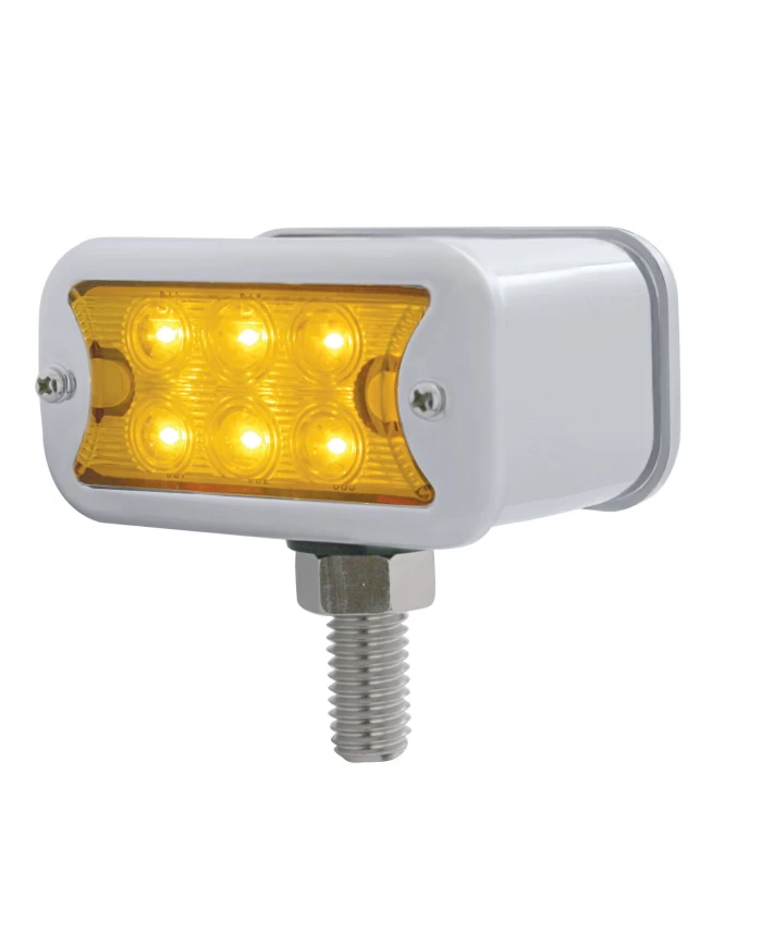 (CARD) 6 AMBER/6 RED LED T-MOUNT DUAL FUNCTION DOUBLE FACE LIGHT W/ NO VISOR BEZEL - AMBER/RED LENS