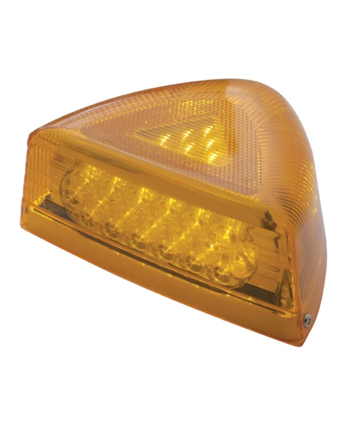 (CARD) 37 AMBER LED FRONT TURN SIGNAL LIGHT W/ CHROME BASE - AMBER LENS
