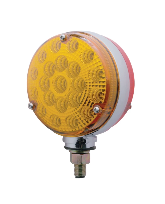 (CARD) CHROME HOUSING 21 AMBER/21 RED LED DOUBLE FACE TURN SIGNAL LIGHT W/ REFLECTOR - AMBER/RED LENS (CARD) CHROME HOUSING 21 AMBER/21 RED LED DOUBLE FACE TURN SIGNAL LIGHT W/ REFLECTOR - AMBER/RED LENS