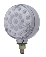 (CARD) CHROME HOUSING 21 AMBER/21 RED LED DOUBLE FACE TURN SIGNAL LIGHT W/ REFLECTOR - CLEAR LENS (CARD) CHROME HOUSING 21 AMBER/21 RED LED DOUBLE FACE TURN SIGNAL LIGHT W/ REFLECTOR - CLEAR LENS