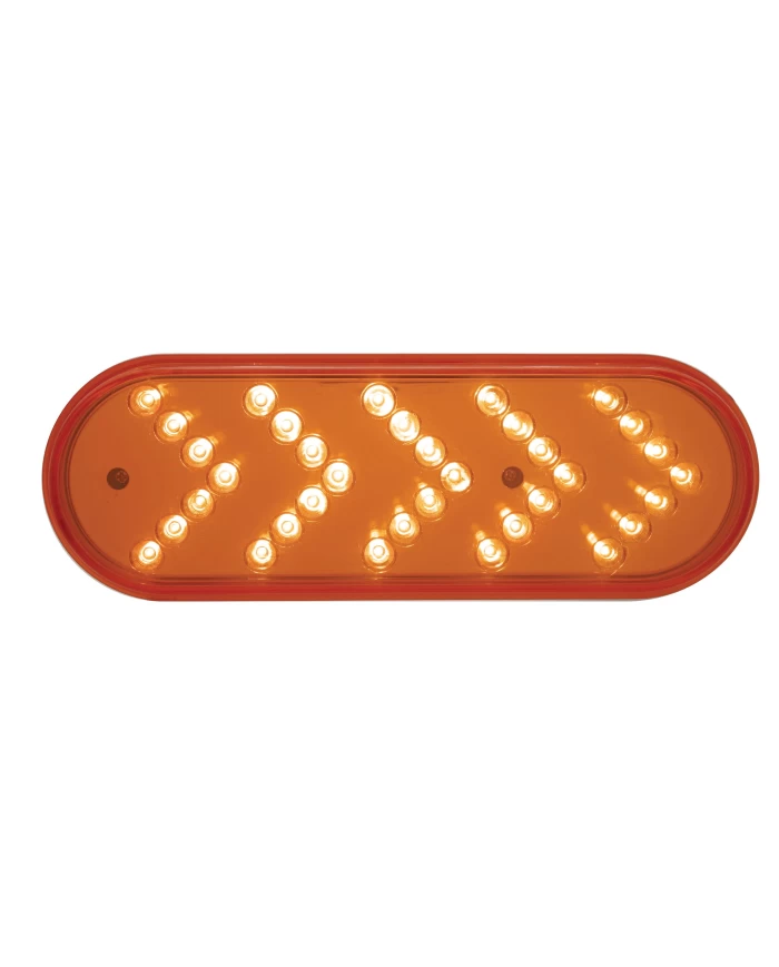 (CARD) 35 RED LED OVAL SEQUENTIAL REFLECTOR AUXILIARY SIGNAL LIGHT - RED LENS