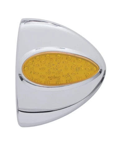 (CARD) 39 AMBER LED CHROME PLASTIC PETERBILT HEADLIGHT TURN SIGNAL COVER - AMBER LENS (CARD) 39 AMBER LED CHROME PLASTIC PETERBILT HEADLIGHT TURN SIGNAL COVER - AMBER LENS