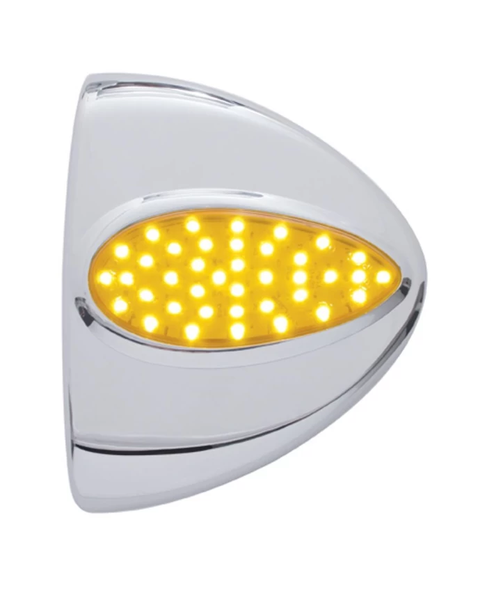 (CARD) 39 AMBER LED CHROME PLASTIC PETERBILT HEADLIGHT TURN SIGNAL COVER - AMBER LENS (CARD) 39 AMBER LED CHROME PLASTIC PETERBILT HEADLIGHT TURN SIGNAL COVER - AMBER LENS