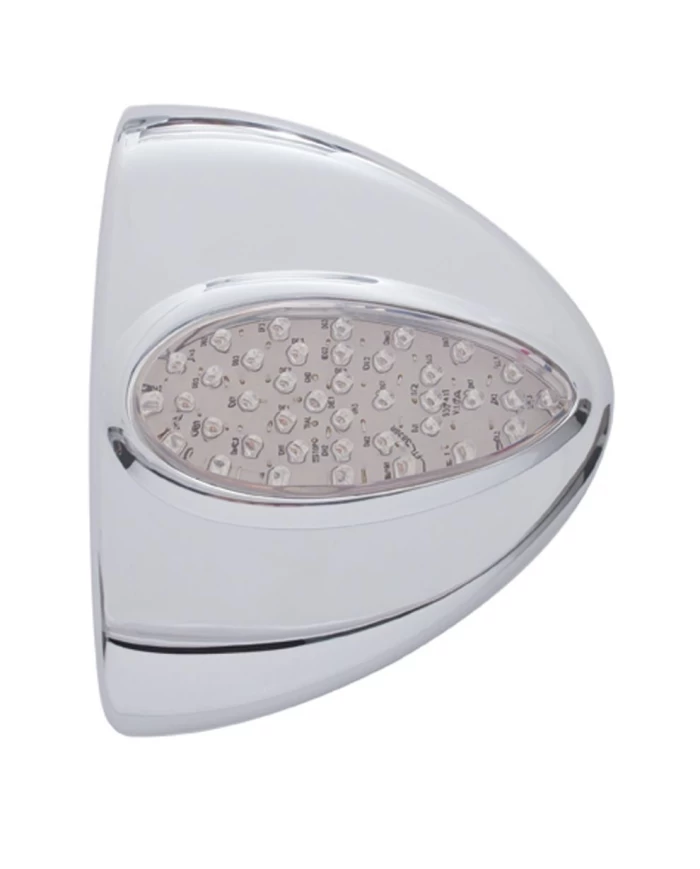 (CARD) 39 AMBER LED CHROME PLASTIC PETERBILT HEADLIGHT TURN SIGNAL COVER - CLEAR LENS (CARD) 39 AMBER LED CHROME PLASTIC PETERBILT HEADLIGHT TURN SIGNAL COVER - CLEAR LENS