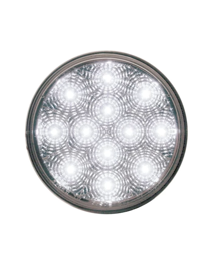 (CARD) 12 WHITE LED 4" AUXILIARY/UTILITY LIGHT W/ REFLECTOR - CLEAR LENS