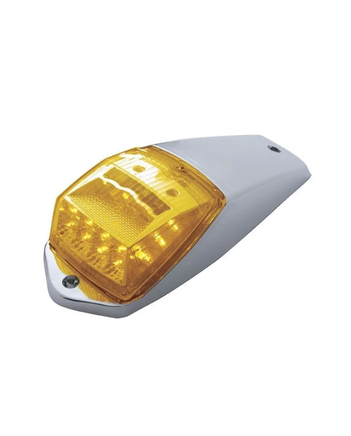 (CARD) CHROME PLASTIC 17 AMBER LED SQUARE REFLECTOR CAB LIGHT KIT - AMBER LENS