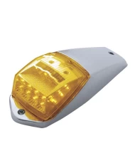 (CARD) CHROME PLASTIC 17 AMBER LED SQUARE REFLECTOR CAB LIGHT KIT - AMBER LENS