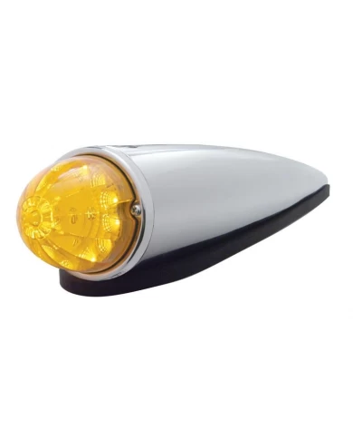 (BOX) CHROME DIE CAST 17 AMBER LED WATERMELON STYLE CAB LIGHT KIT W/ REFLECTOR - AMBER LENS (BOX) CHROME DIE CAST 17 AMBER LED WATERMELON STYLE CAB LIGHT KIT W/ REFLECTOR - AMBER LENS